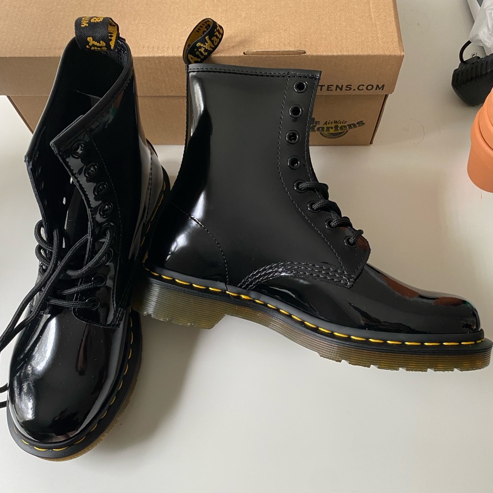 Dr Martens patent leather combat  boots NWT